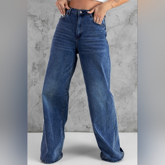 Denim - BLUE WIDE LEG JEANS